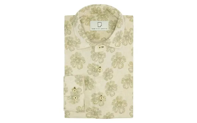 Flower Print Linen Shirt L S