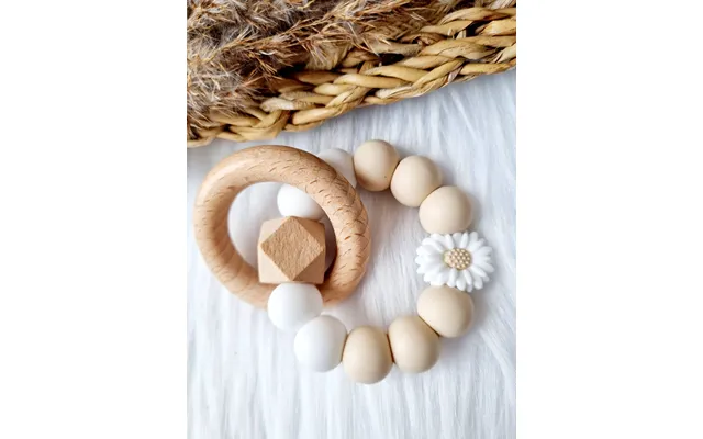 Bidering Daisy Hvid - Beige . Rammelaartje