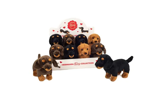 Gravhund Stående 3-farvet Sort. 21 Cm - Plyslegetøj