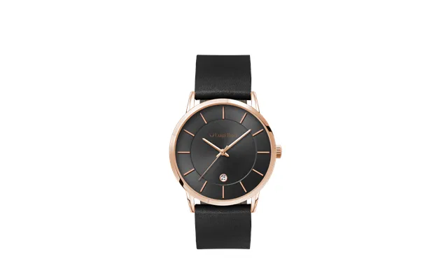 Luigi Ricci Roma Classica - Sort Unisex Ur Med Rosa Guld Og Læder Rem