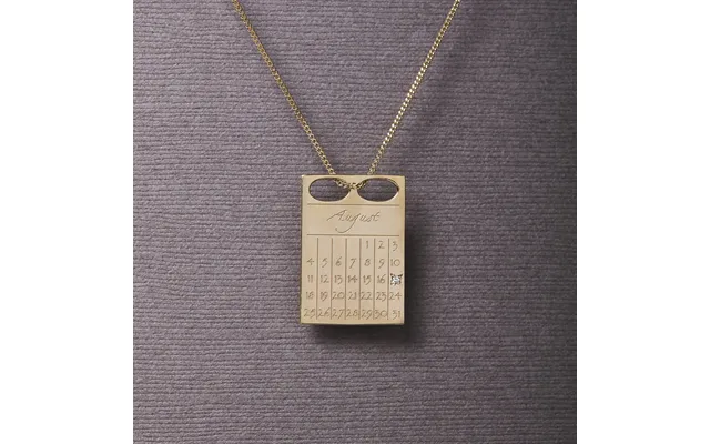 Dateplate Vedhæng Og Halskæde 50 Cm - 14 Karat Guld Med Diamant