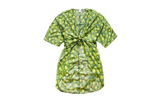 Lemon Tryk Kimono Breeze Med Lime Lemon Print - One Size