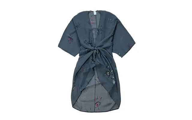 Mørkegrå Kimono Breeze Med Xl Øje Mønster I Farver - One Size