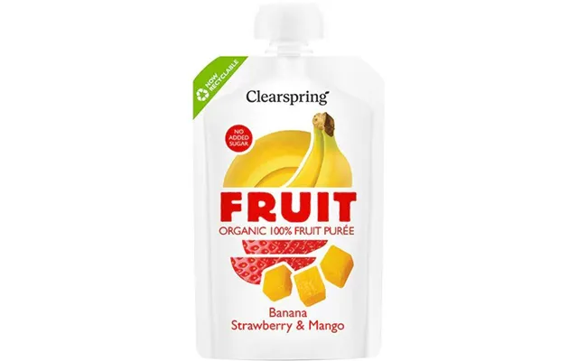 Banan, Jordbær & Mango Frugtpuré Øko. - 100 Gram