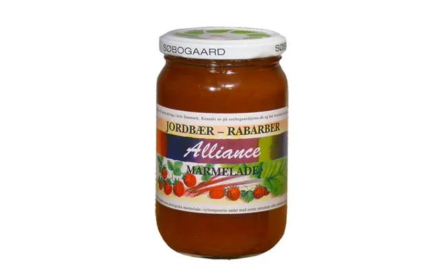 Jordbær Rabarber Marmelade Øko. - 400 Gram