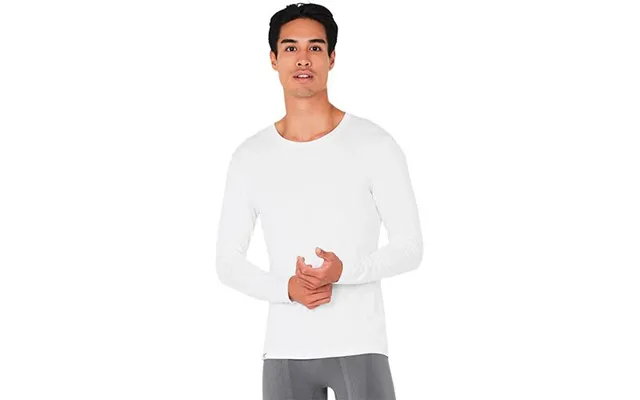 Men S Long Sleeve Crew Neck T-shirt Hvid Str. L