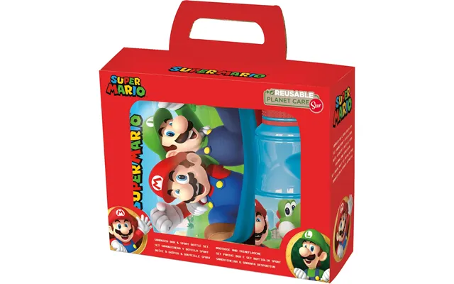 Super Mario Madkassesæt - Madkasse Og Drikkedunk Til Børn