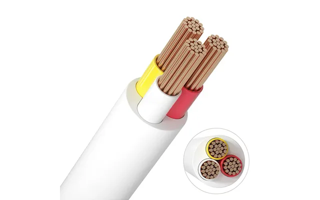 12-24v Cct Kabel, Hvid Rund - 3 X 0,5 Mm2, Metervare, Minimum 5 Meter