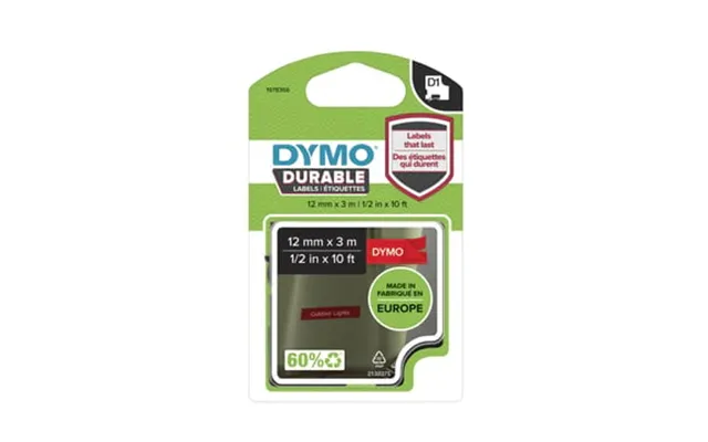 Dymo D1 Durable Tape Hvid På Rød 12 Mmx3m