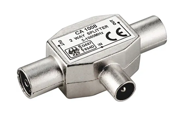 Radio Tv Splitter - Coax Han Til 2 X Coax Hun, Metal