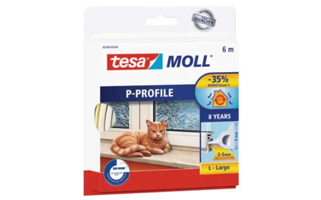 Tesamoll Tætningsliste P-profil 6mx9mm Hvid