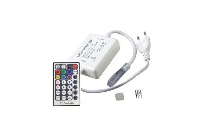 Rgb 8x16 Neon Flex Kontroller Med Fjernbetjening - Inkl. Endeprop, 230v, Memory Funktion, Radiostyret, 50m Rækkevidde