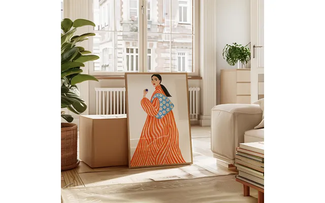 Kvinde I Orange Kjole Poster 21 X 29,7 Cm A4 Ellens Postershop