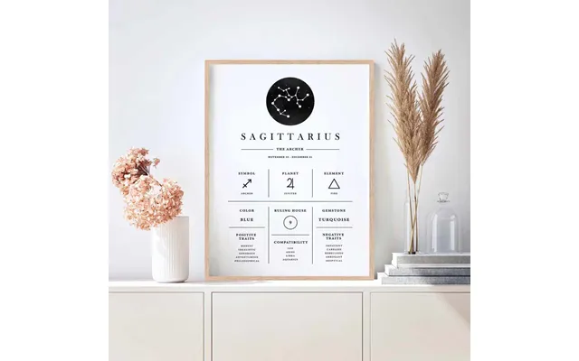 Sagittarius - Stilren Stjernetegns Poster 30 X 40 Cm Ellens Postershop