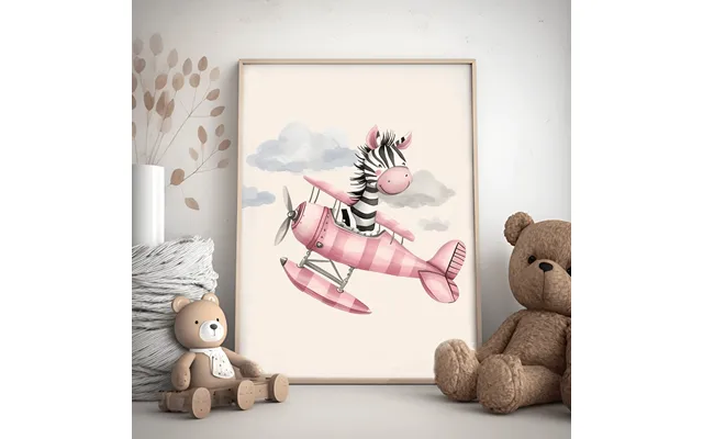 Zebra I Et Pink Fly - Børneposter 50 X 70 Cm Ellens Postershop