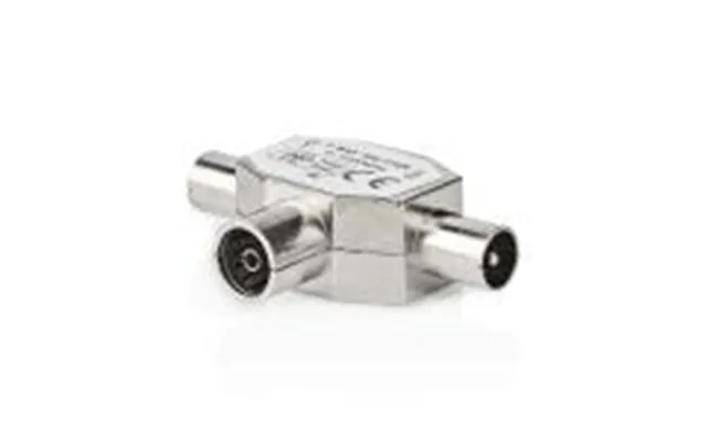 Satellit & Antenne Adapter 2x Coax Han Coax Hun Nikkelplateret 75 Ohm T-splitter Metal Sølv 1 Stk