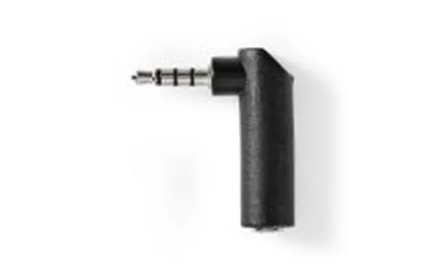 Stereo Audio Adapter 3.5 Mm Hanstik 3.5 Mm Hunstik Nikkelplateret Vinkel 90 Metal Sort 1 Stk