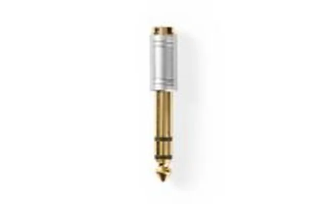 Stereo Audio Adapter 6.35 Mm Hanstik 6.35 Mm Hunstik Guldplateret Lige Metal Sølv 1 Stk