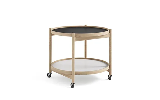 Brdr. Krüger Bølling Bakkebord 60 Cm. - Eg Ubehandlet, Bakke 1 Sort Hvid Bakke 2 Lys Blå Mørk Blå Erling Christensen Møb