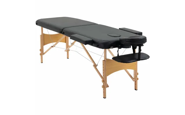 Bærbar Sammenfoldelig Massagebænk I Sort Kunstlæder