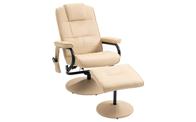 Cremehvid Massagestol Med Liggefunktion I Syntetisk Læder