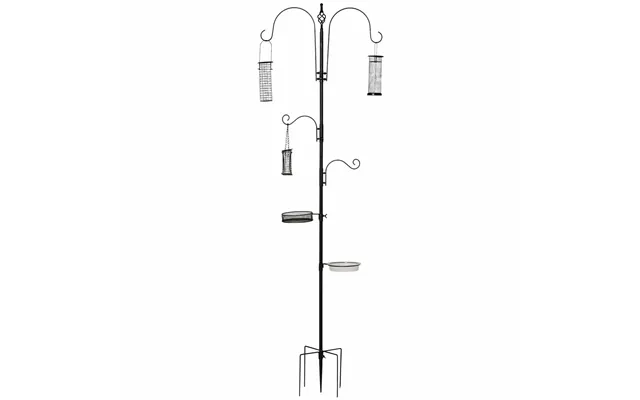 Fuglefodringsstation Med Fuglebad Og 4 Kroge