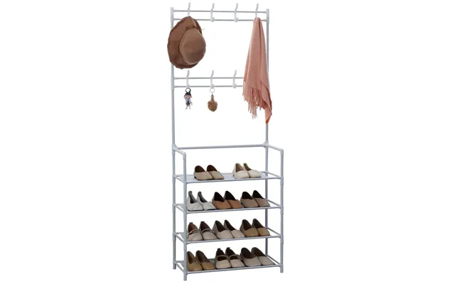 Herzberg Segmented Hallstand Tøjbøjle Med 4 Hylder Skostativ - 60x155cm