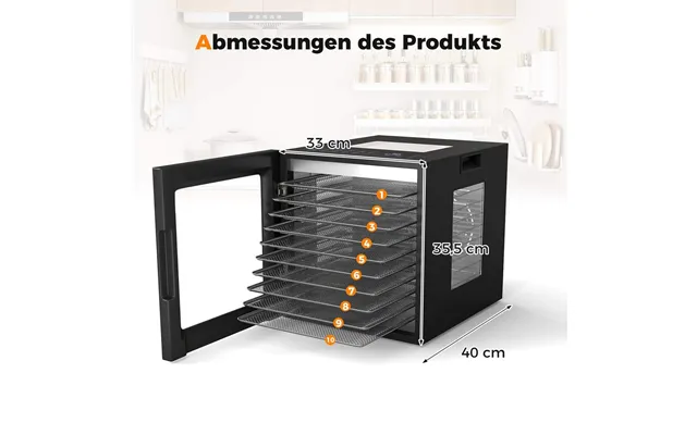 Maddehydrator Med 10 Bakker 360 Luftstrøm - 48h Timer