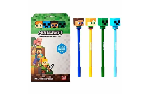 Minecraft Sæt Med 4 Sletbare Farvepenne Til Tegning