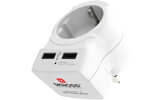 Rejseadapter Europa Til Storbritannien Osv. 2xusb-a 12w Jordet