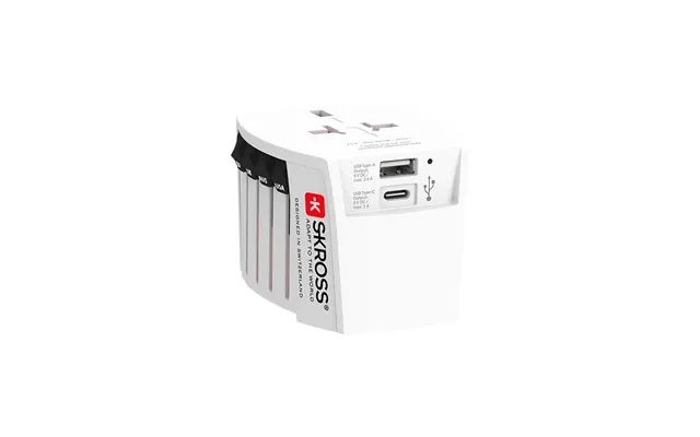 Rejseadapter Innovativ 2-polet Med Integreret Dobbelt Usb-oplader 1x Usb C & 1 X Usb