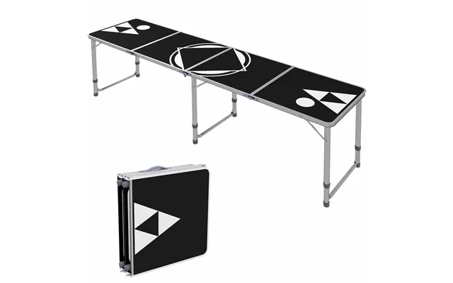 Sammenklappeligt Ølpongbord 240x60cm I Sort Aluminium