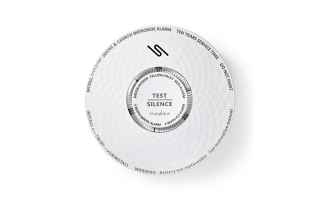 Smoke & Kuliltealarm Batteri Batteri Levetid 10 År En 14604 Med Testknap 85 Db Abs Hvid