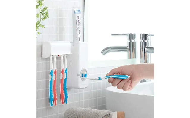 Tandpasta Dispenser & Tandbørsteholder - Praktisk, Hygiejnisk