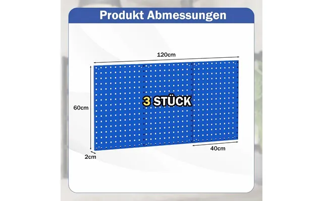 Tool Wall Tool Perforeret Væg Med 3 Pegboards & 28 Stykker Hængende Tilbehør Blå