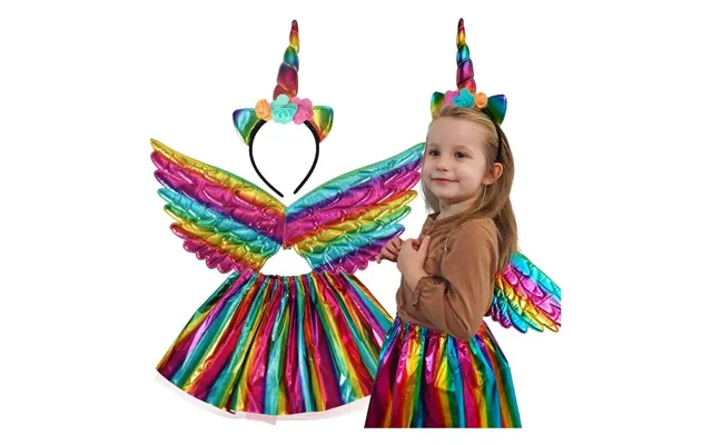 Unicorn Kostume Flerfarvet Med Nederdel Og Pandebånd