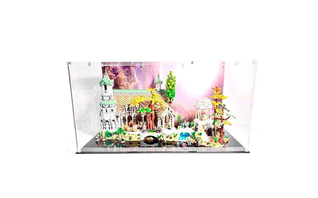 Akrylkasse Til Lego Sæt 10316 Ringenes Herre Rivendell - Printet Baggrund Sort Bundplade
