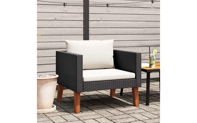 1-personssofa Med Hynder Polyrattan Sort