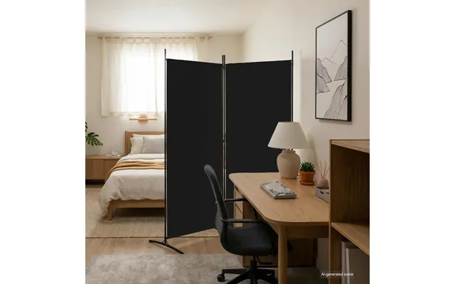 2-panels Rumdeler 175x180 Cm Stof Sort