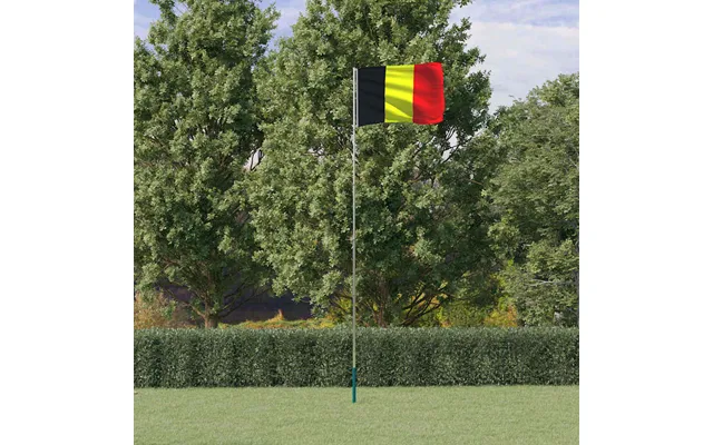 Belgien Flag Og Flagstang 5,5 M Aluminium
