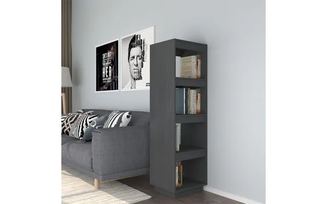 Bogreol Rumdeler 40x35x135 Cm Massivt Fyrretræ Grå