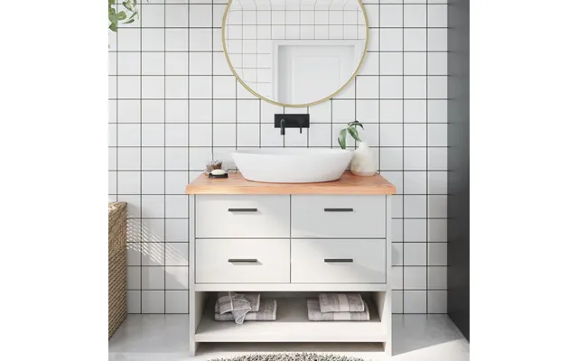 Bordplade Til Badeværelse 100x60x 2-4 Cm Massivt Træ Lysebrun