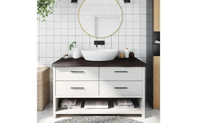 Bordplade Til Badeværelse 100x60x 2-6 Cm Massivt Træ Mørkebrun