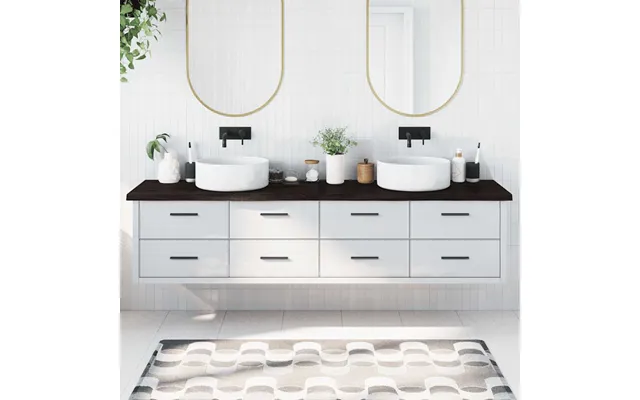 Bordplade Til Badeværelse 220x50x 2-4 Cm Massivt Træ Mørkebrun