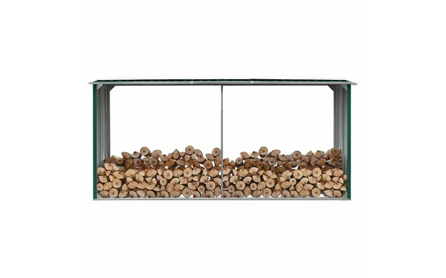 Brændeskur Til Haven 330 X 92 X 153 Cm Galvaniseret Stål Grøn