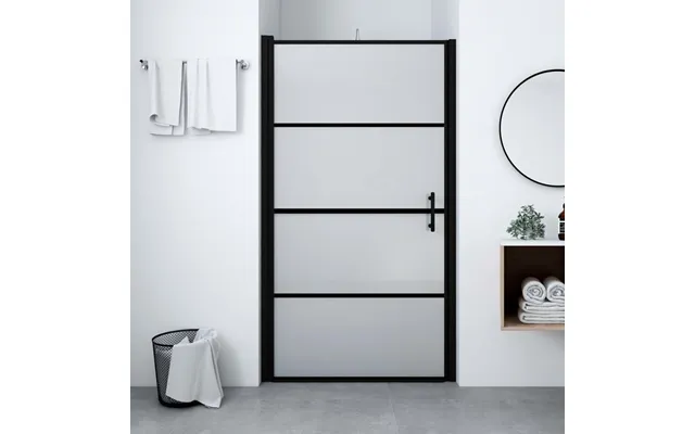 Brusedør 100x178 Cm Matteret Hærdet Glas Sort