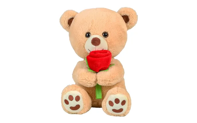 Bamse Med Rød Rose 20 Cm.