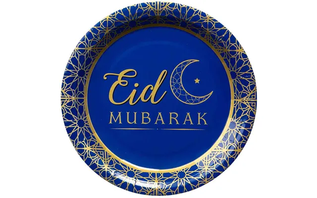 Eid Mubarak Paptallerkner 8 Stk. - Blå