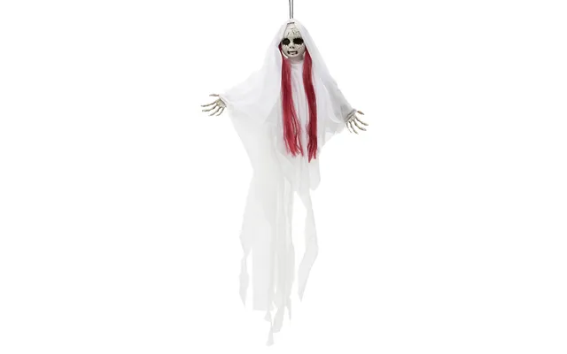 Halloween Horror Dukke Med Rødt Hår - 60 Cm.