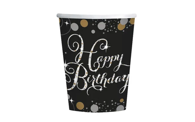 Happy Birthday Papkrus 8 Stk. - Sølv